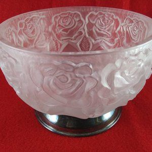 Vintage  William Adams frosted glass rose bowl